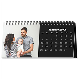 4"x8" Desktop Calendar (Flexible Start Date) with Full Photo Black design