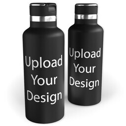 20oz Black Stainless Steel Tank Water Bottle with Upload Your Design design