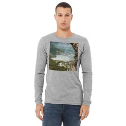 Unisex Long Sleeve Tee - Athletic Heather, Size L with Full Photo design