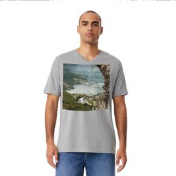 Unisex V-Neck Jersey Tee - Athletic Heather, Size S with Full Photo design