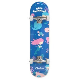 Skateboard Complete Setup - 32"x7.75" with Keep Swimming Mermaid Growth Chart Skateboard design