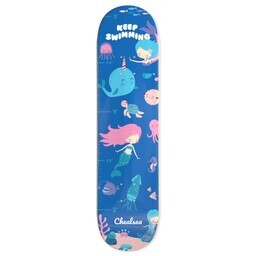 Skateboard Deck - 32"x7.75" with Keep Swimming Mermaid Growth Chart Skateboard design