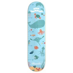 Skateboard Deck - 32"x7.75" with Keep Swimming Sea Creatures Growth Chart Skateboard design