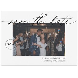 Same Day Magnet 5x7 with Classic Wedding Calligraphy Save The Date design