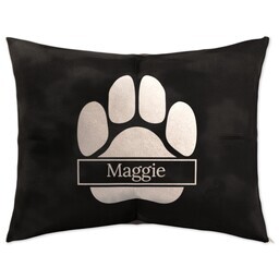 Pet Bed Plush Fleece 50x40 with Black Pawprint design