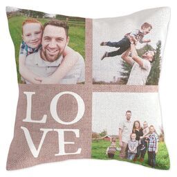 17x17 Tapestry Woven Pillow with Burlap Love design