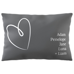Outdoor Pillow 14"x20" with Hand Drawn Heart design