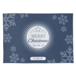 Fabric Placemat with Blue Christmas design