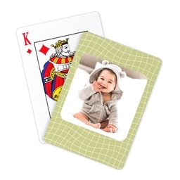 Photo Playing Cards with Green Wavy Check design