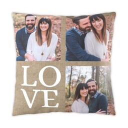 16x16 Photo Pillow with Burlap Love design