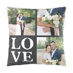 16x16 Photo Pillow with Chalk Board Grid Love design