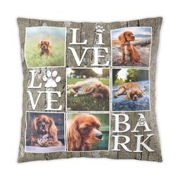 16x16 Photo Pillow with Live, Love, Bark design