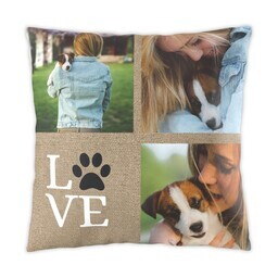 16x16 Photo Pillow with Love Burlap - Puppy Paw design