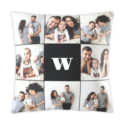 16x16 Photo Pillow with Picture Grid With Monogram 9 design