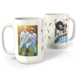 White Photo Mug, 15oz with Arrow Love design