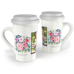 Premium Grande Photo Mug with Lid, 16oz with Beauty & Love design