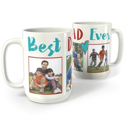 White Photo Mug, 15oz with Best Dad Ever Heart design