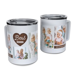 Personalized Coffee Travel Mugs with Best Grandma Heart design