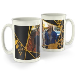 Bistro Photo Mug, 18oz with Black and Gold Floral Geometric design