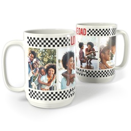 White Photo Mug, 15oz with Dad Checkers Black design