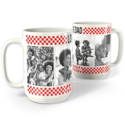 White Photo Mug, 15oz with Dad Checkers Red design