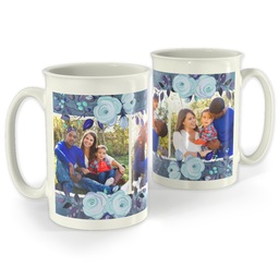 Bistro Photo Mug, 18oz with Elegant Blue Floral design