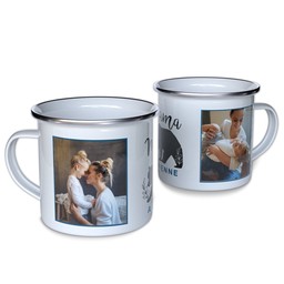 Personalized Enamel Campfire Mugs with Mama Bear design