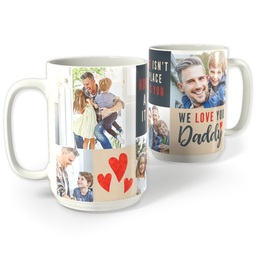 White Photo Mug, 15oz with We Love You Dad design