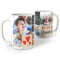 White Photo Mug, 15oz with We Love You Grandad design