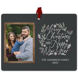 Photo Double-Sided Ornament with Annual Sentiments design