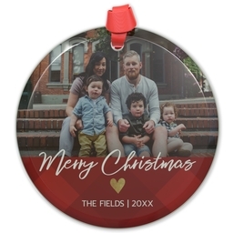 Circle Acrylic Ornament with Christmas Heart design