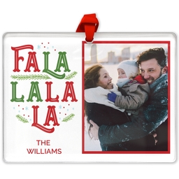 Rectangle Acrylic Photo Ornament with Festive FaLaLa design