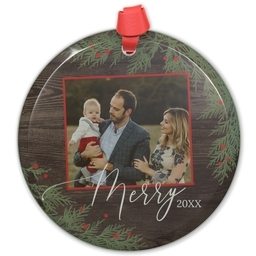 Circle Acrylic Ornament with Rustic Charm design