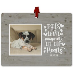 Photo Double-Sided Ornament with Rustic Paw Print design