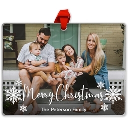 Rectangle Acrylic Photo Ornament with Seasonal Signatures design
