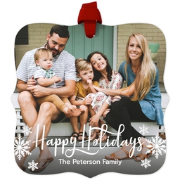 Personalized Metal Ornament - Fancy Bracket with Snow Filled Snowflakes design