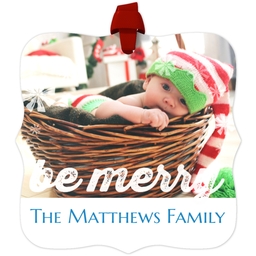 Personalized Metal Ornament - Fancy Bracket with Be Merry design