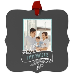 Personalized Metal Ornament - Fancy Bracket with Chalkboard Banner design