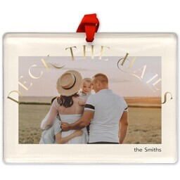 Rectangle Acrylic Photo Ornament with Here Comes The Holidays design