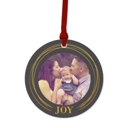Ceramic Round Photo Ornament with Golden Joy design