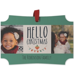 Maple Ornament - Modern Corner with Hello Christmas design