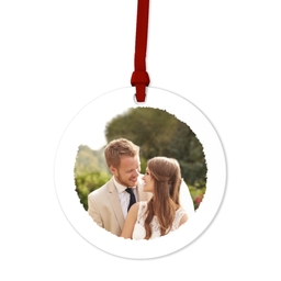 Ceramic Round Photo Ornament with Winter White design