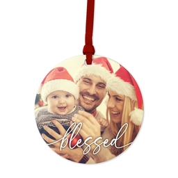Ceramic Round Photo Ornament with Blessed design
