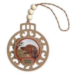 Beaded Wood & Acrylic Ornament with Festive Paws design