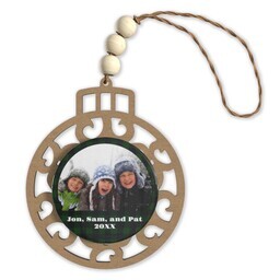 Beaded Wood & Acrylic Ornament with Green Plaid Frame design