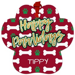 Paw Metal Ornament with Happy Pawlidays design