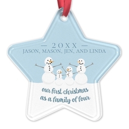 Acrylic Star Ornament with Snow Family design