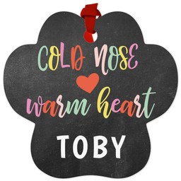 Paw Metal Ornament with Warm Heart design