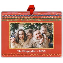 Rectangle Acrylic Photo Ornament with Bright Bauble design