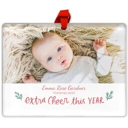 Rectangle Acrylic Photo Ornament with Extra Cheer design